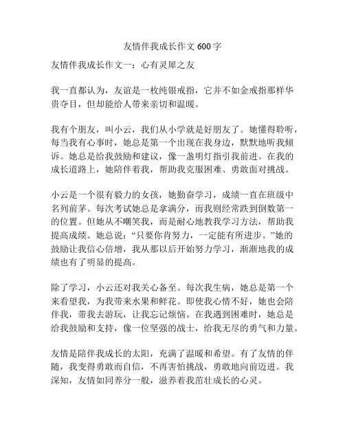 友情伴我成长作文600字
