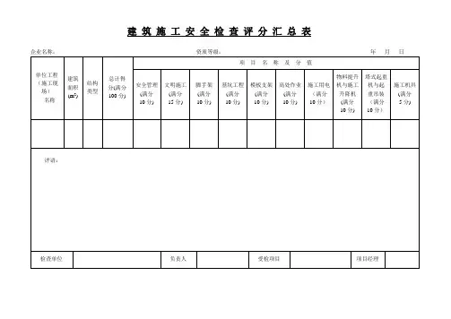 《建筑施工安全检查标准》JGJ59—2011表格