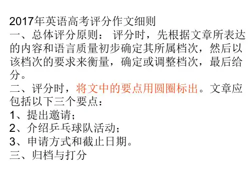 2017高考英语评分细则(PPT)