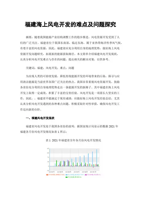 福建海上风电开发的难点及问题探究