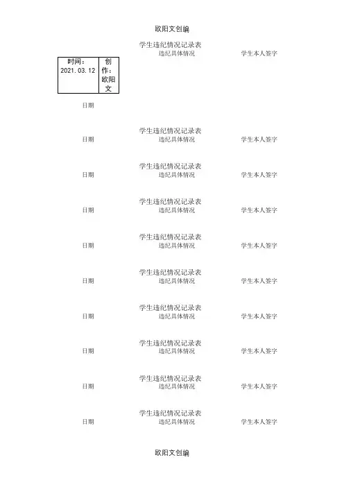 学生违纪情况记录表之欧阳文创编