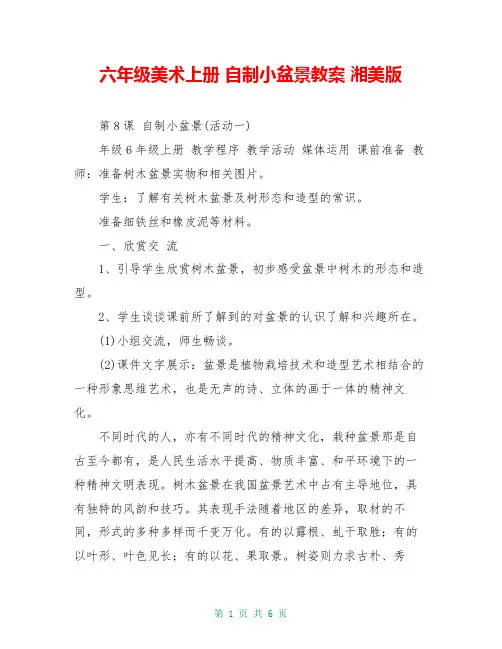 六年级美术上册 自制小盆景教案 湘美版