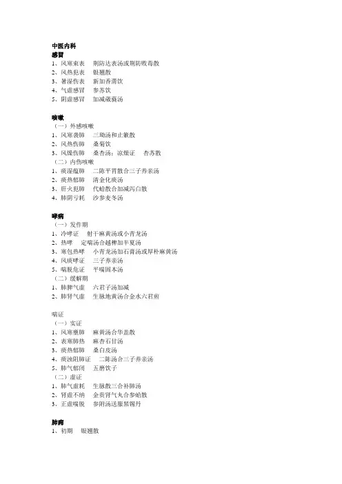 中医内科证型总结打印