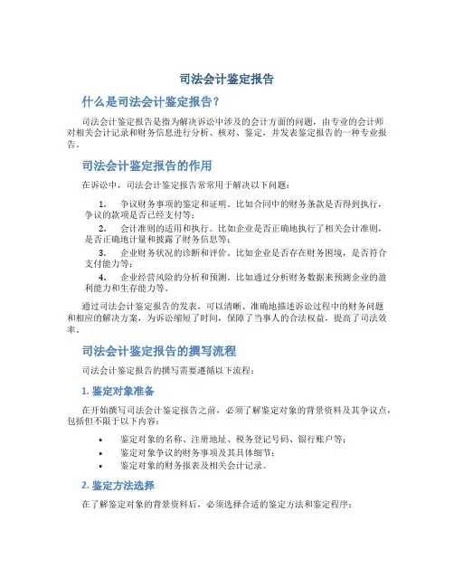 司法会计鉴定报告