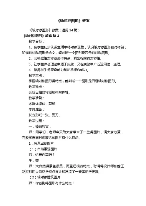 《轴对称图形》教案（通用14篇）