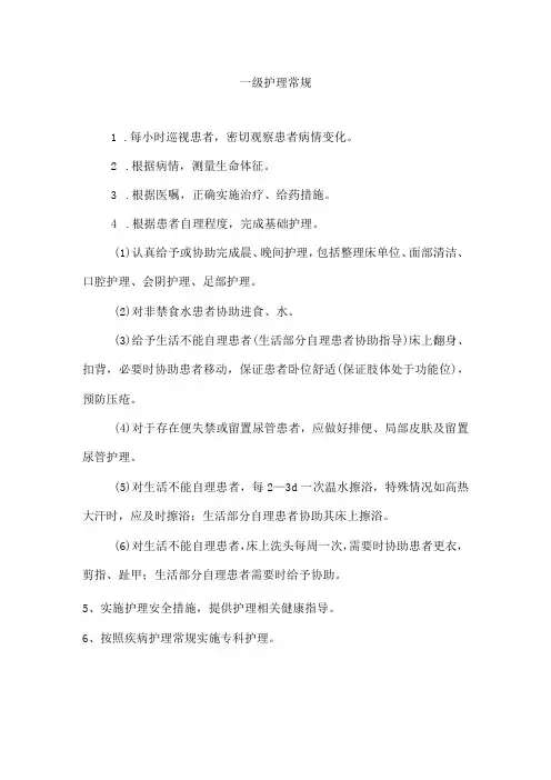 一级护理常规