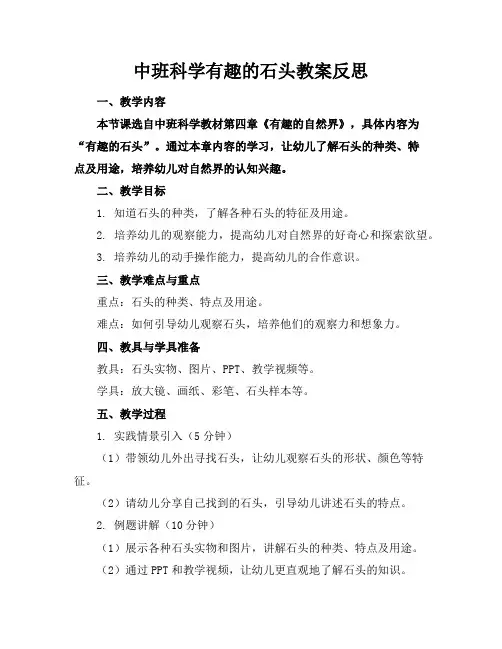 中班科学有趣的石头教案反思