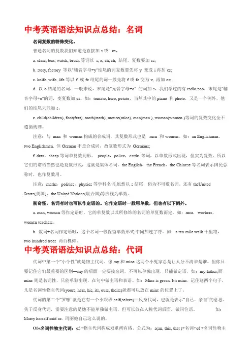 (word完整版)中考英语语法知识点总结,推荐文档