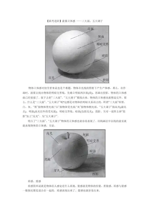 【联考进阶】素描立体感 ——三大面、五大调子