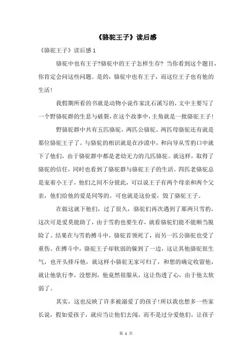 《骆驼王子》读后感