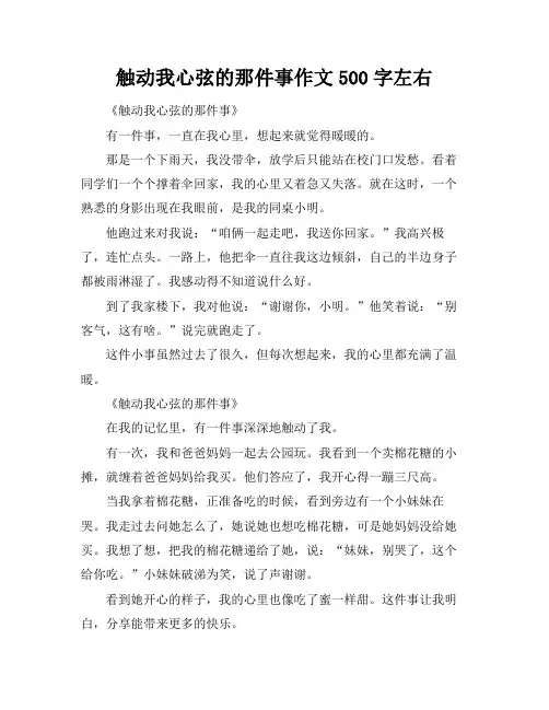 触动我心弦的那件事作文500字左右