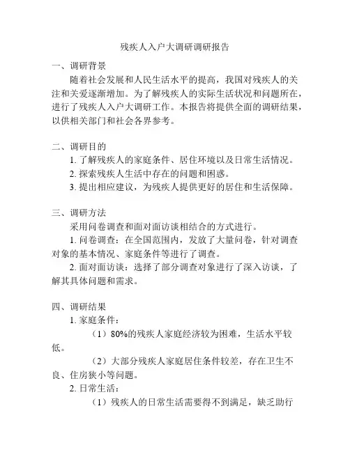 残疾人入户大调研调研报告
