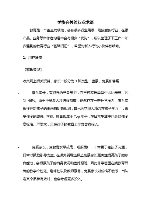 学校有关的行业术语