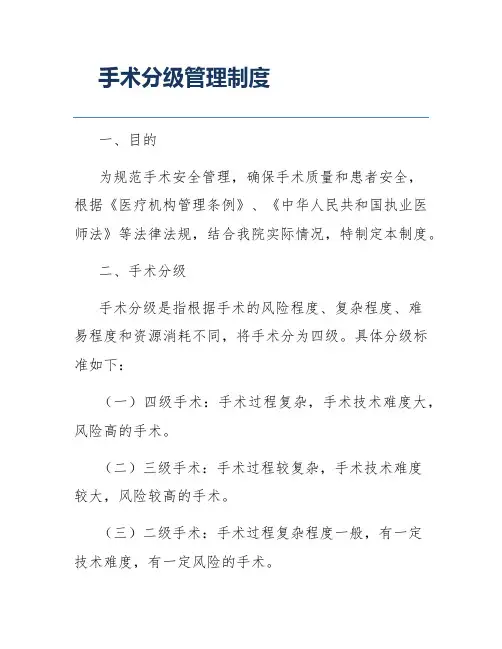 手术分级管理制度