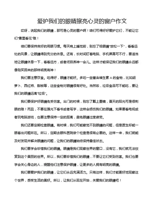 爱护我们的眼睛擦亮心灵的窗户作文