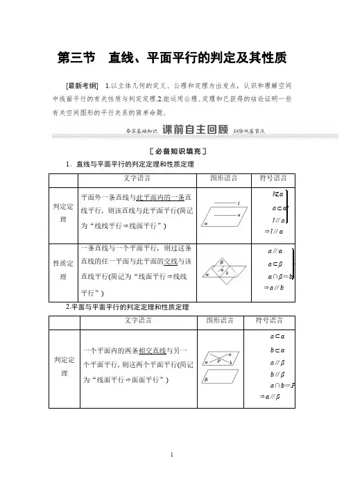 高考数学复习《直线、平面平行的判定及其性质》讲解及练习