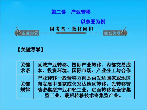 版高考地理一轮复习 第十六章第二讲 产业转移 以东亚为例配套课件 新人教版必修3