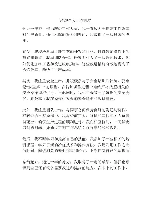 转炉个人工作总结