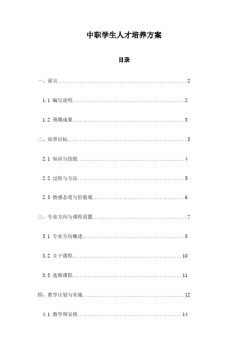 中职学生人才培养方案