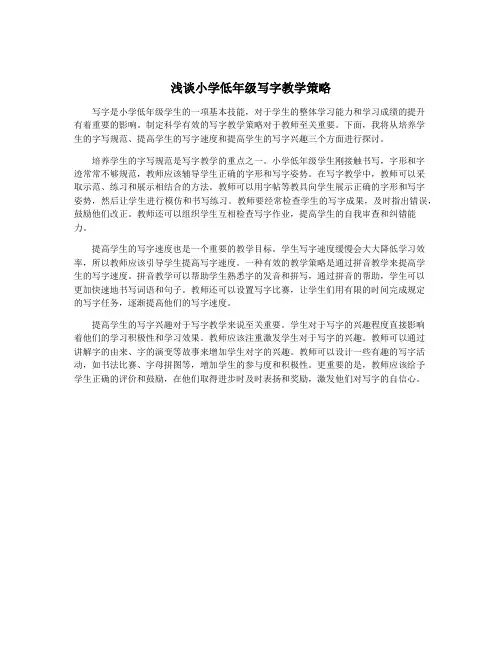 浅谈小学低年级写字教学策略