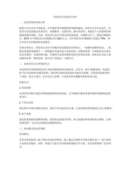 轻医美行业创业计划书