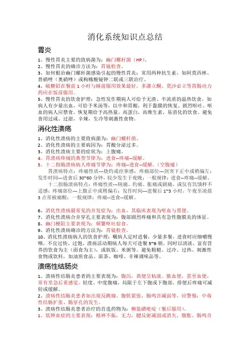 知识点总结(消化系统全)