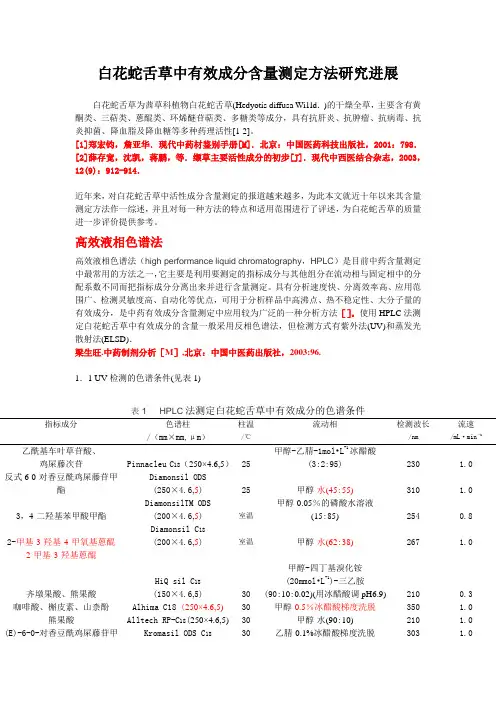 白花蛇舌草中有效成分含量测定方法研究进展