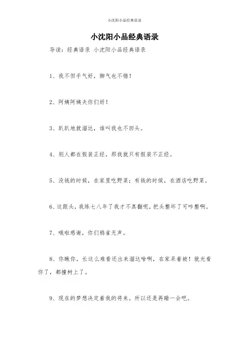 小沈阳小品经典语录