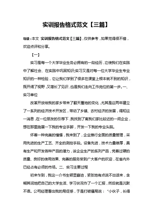 实训报告格式范文【三篇】
