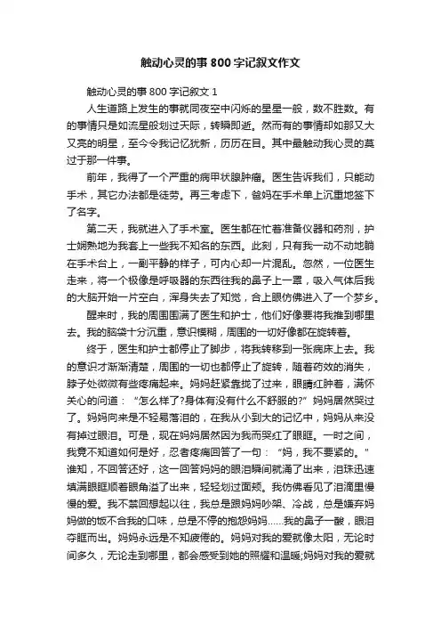触动心灵的事800字记叙文作文
