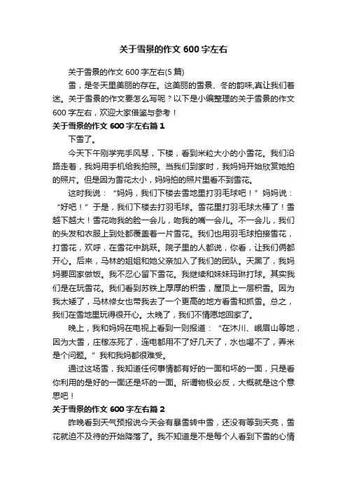 关于雪景的作文600字左右（5篇）