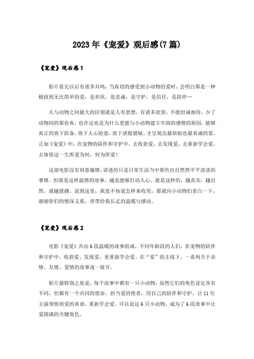2023年《宠爱》观后感(7篇)