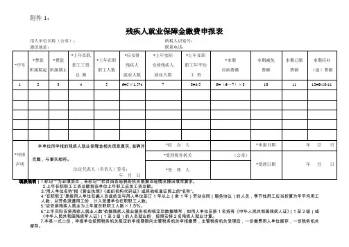 1 残疾人就业保障金缴费申报表