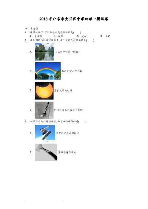 2018年北京市大兴区中考物理一模试卷(含解析)
