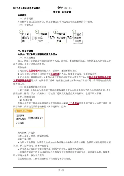 CPA 注册会计师 会计   分章节知识点详解   第十章 职工薪酬