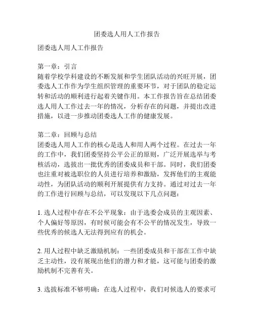 团委选人用人工作报告
