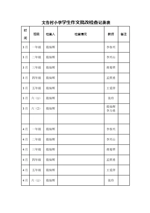 学生作文批改检查记录