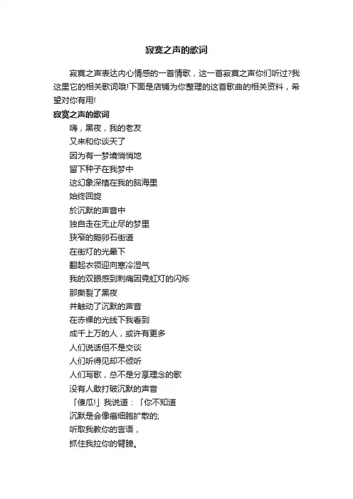 寂寞之声的歌词