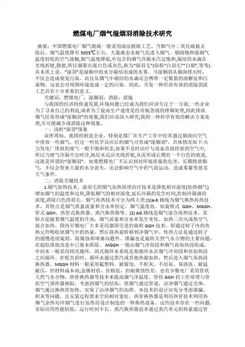 燃煤电厂烟气湿烟羽消除技术研究