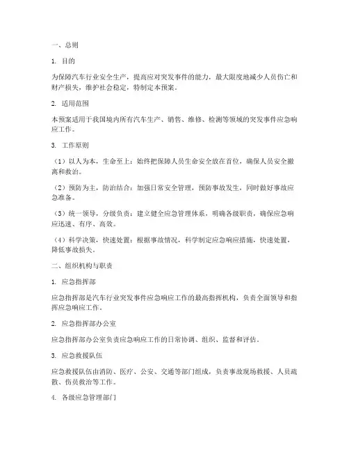 汽车应急响应预案范文