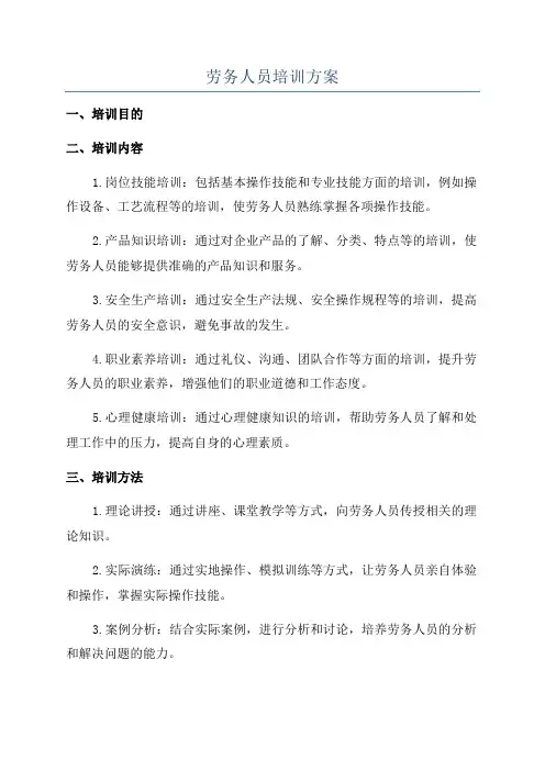 劳务人员培训方案