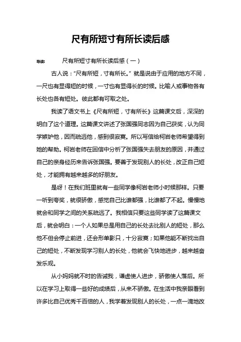 尺有所短寸有所长读后感