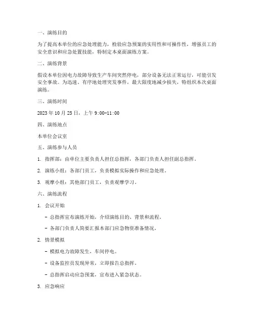 应急预案演练桌面方案