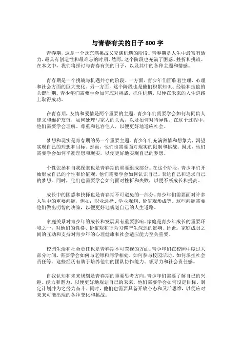 与青春有关的日子800字