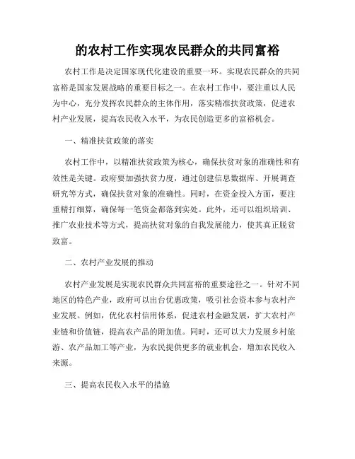 的农村工作实现农民群众的共同富裕