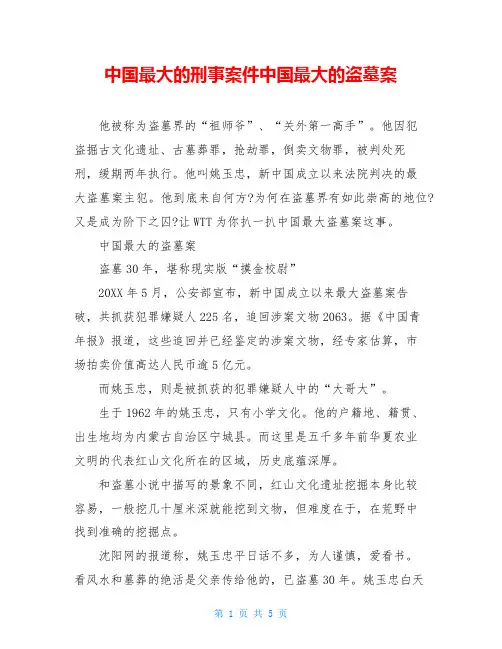中国最大的刑事案件中国最大的盗墓案