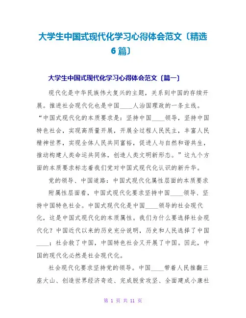 大学生中国式现代化学习心得体会范文(精选6篇)