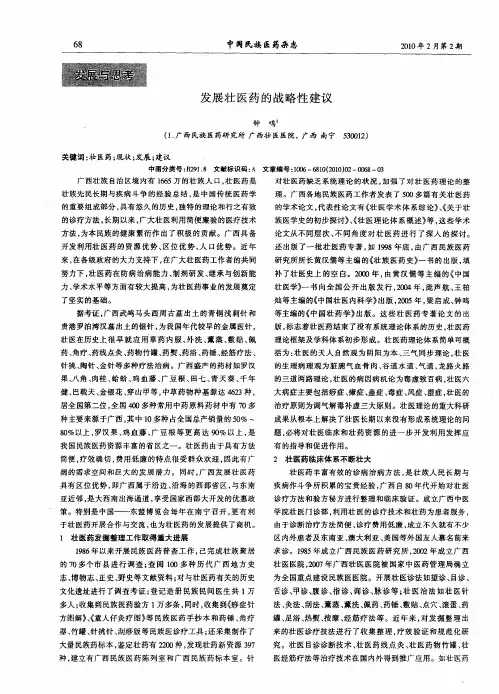 发展壮医药的战略性建议