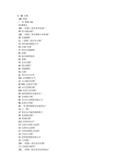 螺纹钢 钢号 钢材 厂家 代码