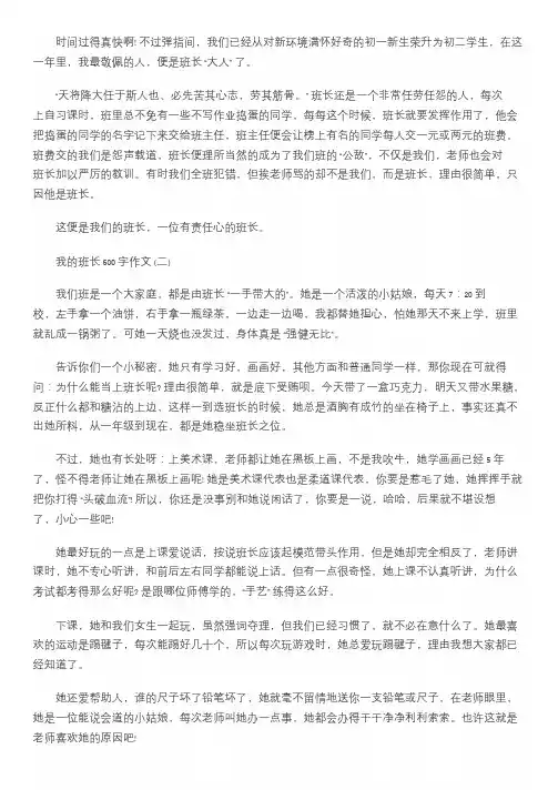 我的班长600字作文